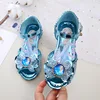 New Fashionable And Comfortable Anti Slip Princess Shoes For Girls Summer Shoes For Children Elsa Rhinestone Bag Heel Shoes 3
