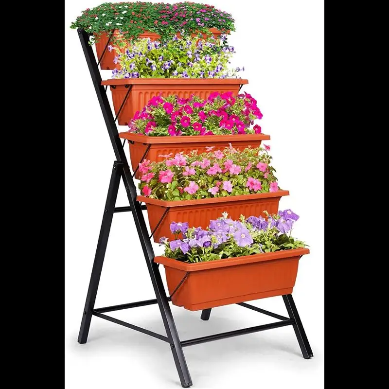 

Wfs Freestanding Garden Planter,Raised Garden Bed,Planter Box,4 ft,5-Tier,Patio, Balcony,22.5 in× 25.5 in× 45 in (Brown)