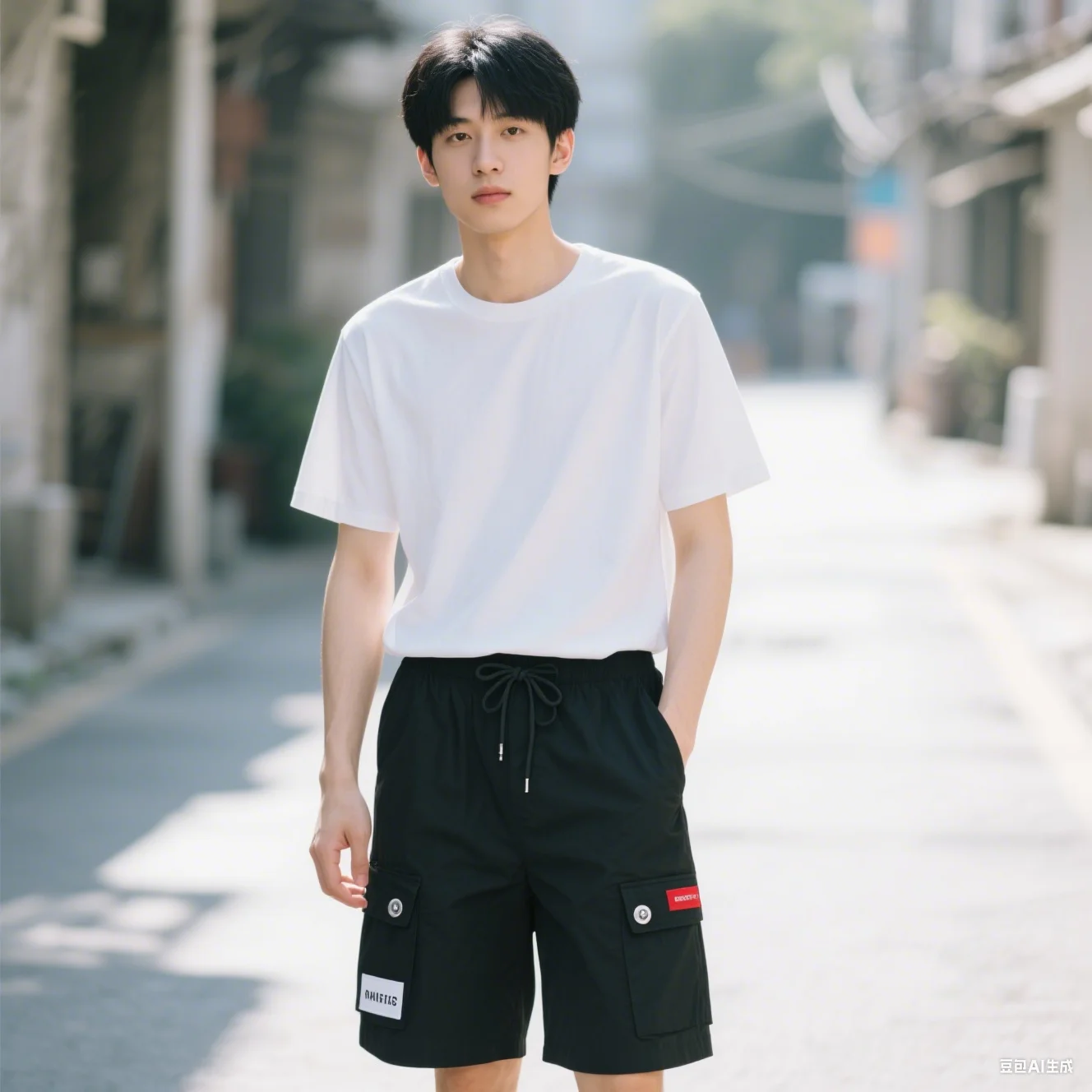 Work clothes shorts, men's multi pocket, medium shorts, summer thin and loose cropped pants 2