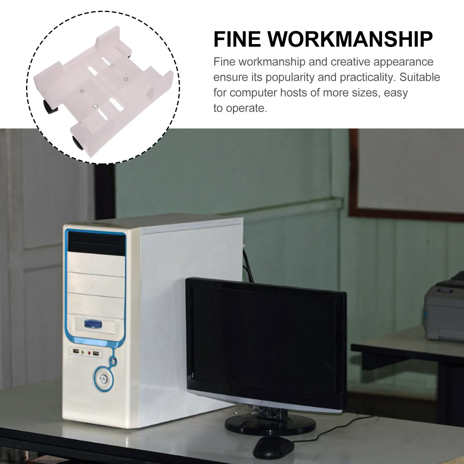 모바일 CPU 스탠드 강화 선반 컴퓨터 케이스 홀더 안정적인 4개의 다리 롤링 카트 다목적 데스크탑 공간 절약형 컴퓨터