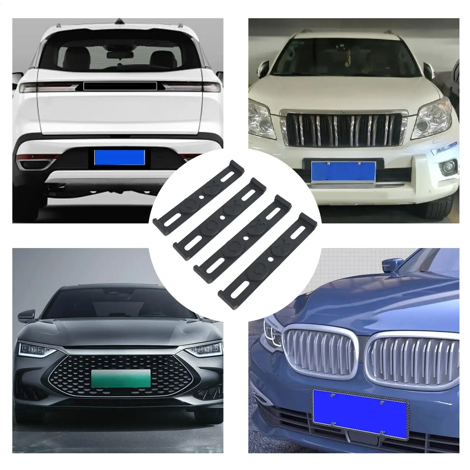 번호판 홀더 4PCS 비바람에 견디는 프레임리스 번호판 프레임 전면 및 후면 태그용 자동차 태그 프레임 자동차 액세서리