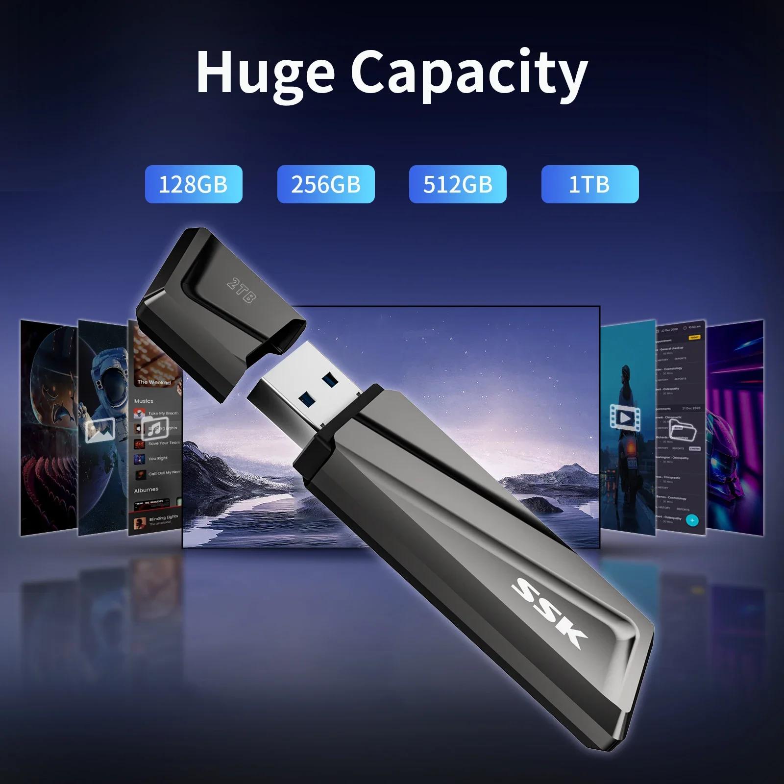 SSK 1TB USB SSD Solid State Flash Drive 550MB/s Super-Fast