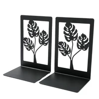 2pc Botanical Pattern Book Ends for Book Lovers Heavy Duty L-Shaped Metal Bookends Organise Books Book Stands for Men Women 2
