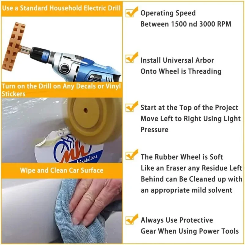 Car Eraser Wheel Adhesive Remover Rubber Wheel Smooth Power Drill Adapter Paint Repair Rubber Vinyl Decals Removal Tool