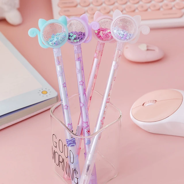 Kawaii Cat Claw Glowing Gel Pen Quicksand LED Light Pen Creative Stationery  Student Signature Pens for Kids Girls Gift - AliExpress
