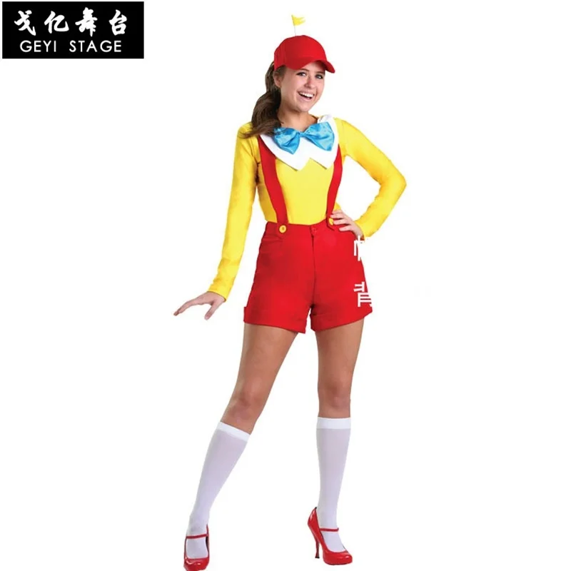 Costumes De Cosplay De Clown D'Halloween Pour Filles, Robe De Serveuse Mcdonald, Salopette De Paupières, Fournitures De Fête De Carnaval Pour Femmes A