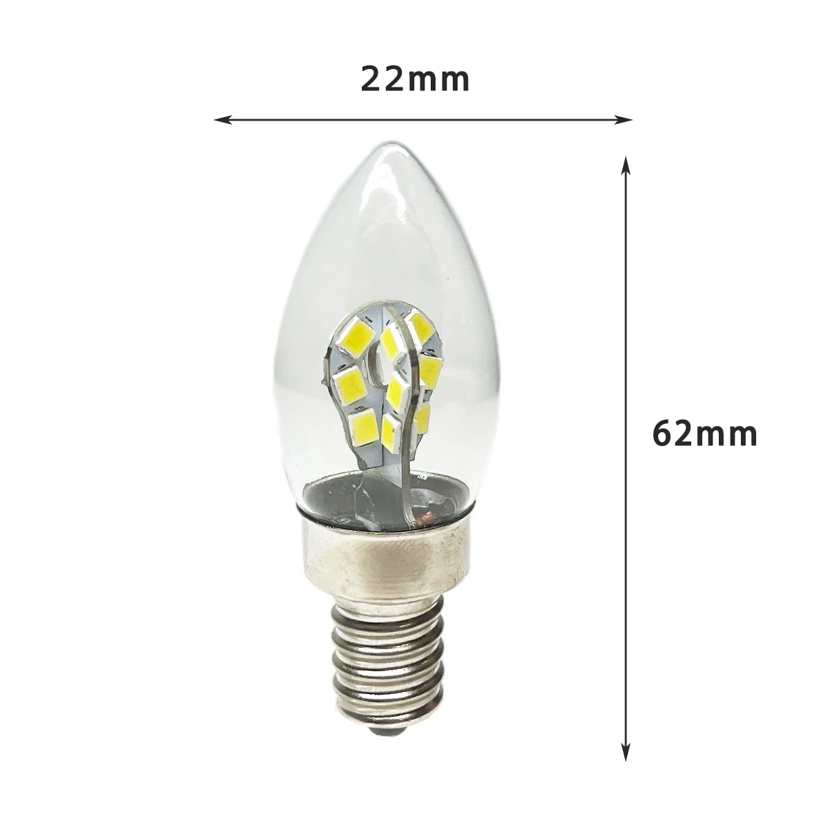 투명 유리 캔들 램프 테이블, 비 디밍 가능 C7 100V-265V 루멘, 230LM, 110V, 220V, 240V, 차갑고 따뜻한 백색 조명, E12 E14, 2W