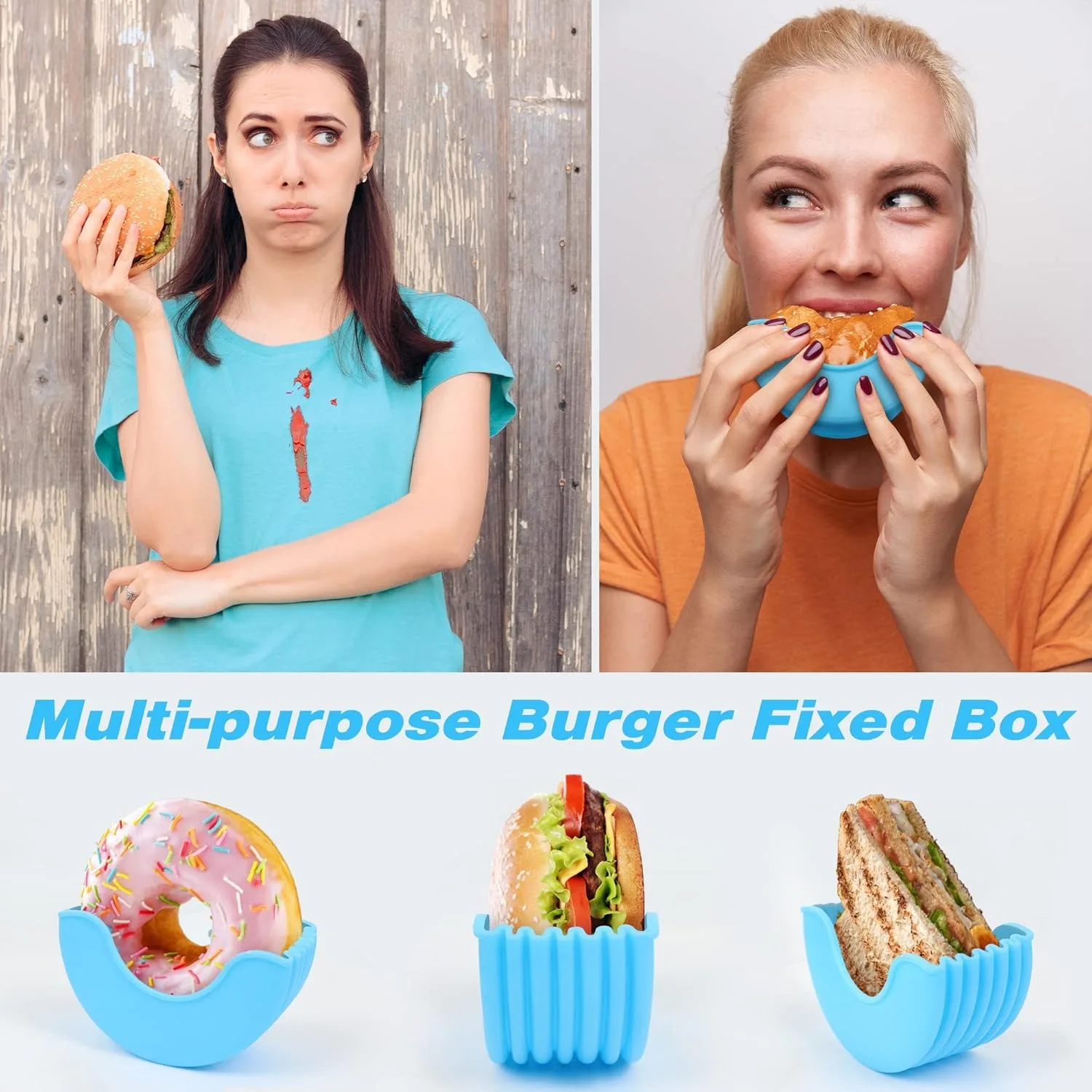 Silicone Burger Sandwich Clip Rack Washable Retractable Silicone Hamburger Holders Hamburger FrenchFry sauce Fixed Box