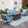 Metal Outdoor Patio Furniture Set with Fire Pit Table, Patio Conversation Sets 4 Swivel Chairs withFire Pit Table 1