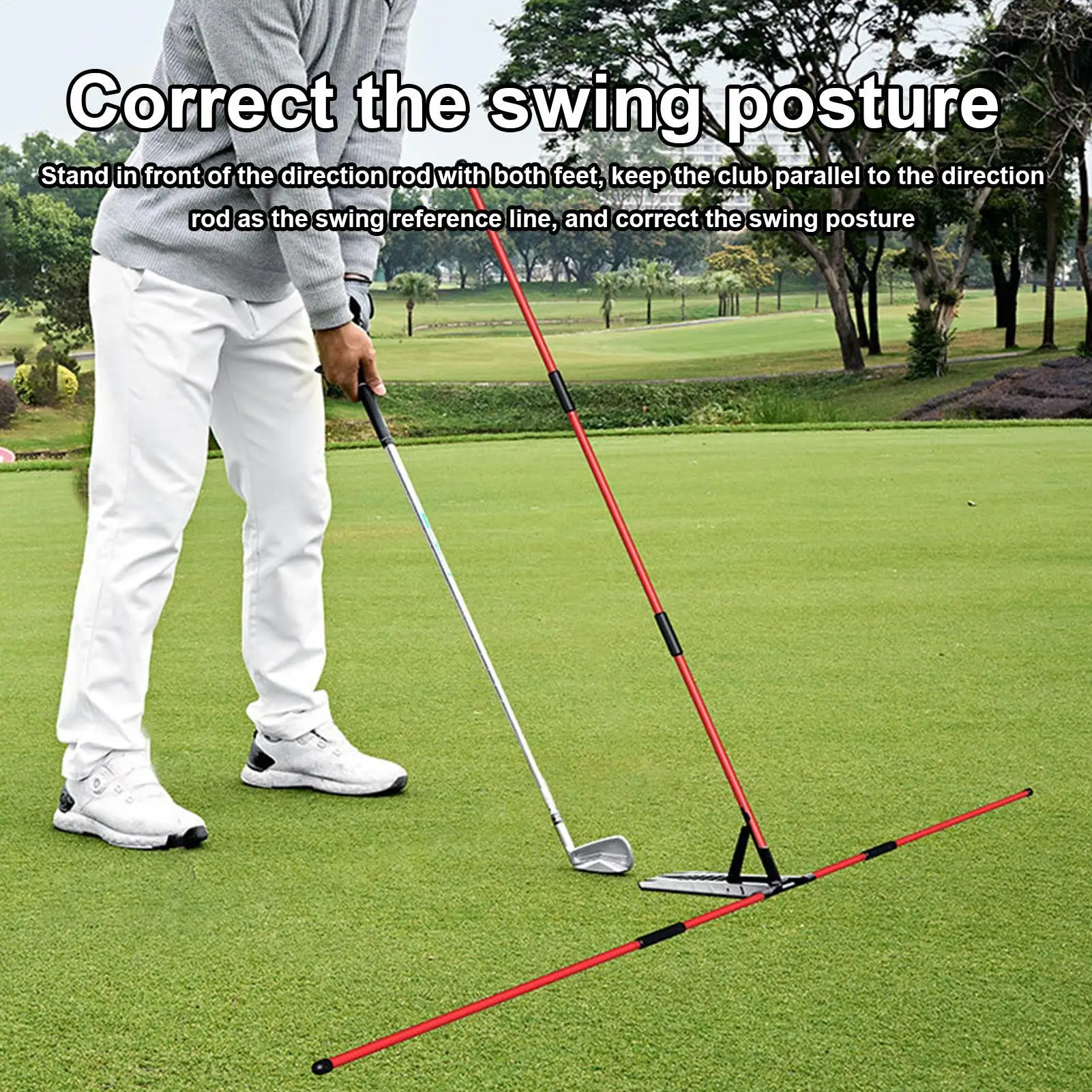 new Golf Swing Alignment Rod Golf Alignment Stick Holder Swing Practice Plate Trainer Swing Angle Adjust Postures Correction Aid