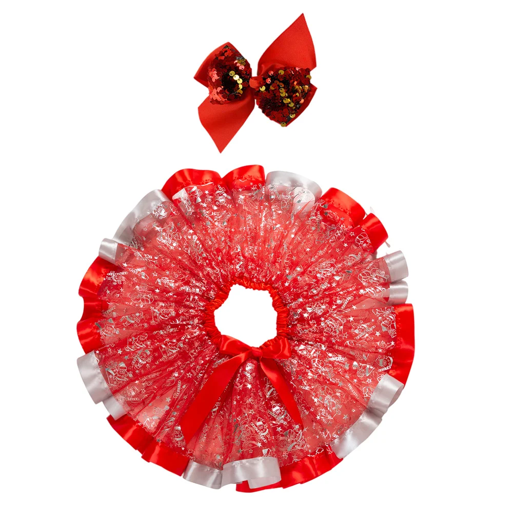 

1 Set Festival Girl's Performance Skirt Gauze Skirt Christmas Party Bubble Skirt