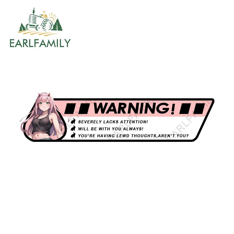 Earlfamily 13Cm X 3.3Cm Zero Two Anime Car Stickers Creativite Personality Specchietto Retrovisore Parabrezza Decal Per Tesla Van