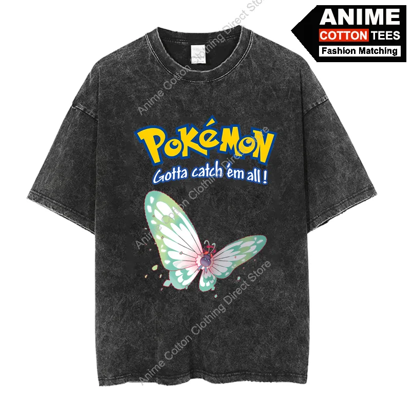 

Pokemon Butterfree T Shirt Cartoon Anime Cute Elf Print Clothes Y2k Harajuku Casual Unisex Oversized Loose T-shirt Cotton Tees