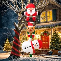 8FT Christmas Inflatables Decor, Climbing Santa Claus with Reindeer & Snowman/Elves, Xmas Decor for Beam Roof Tree Indoor Party 2