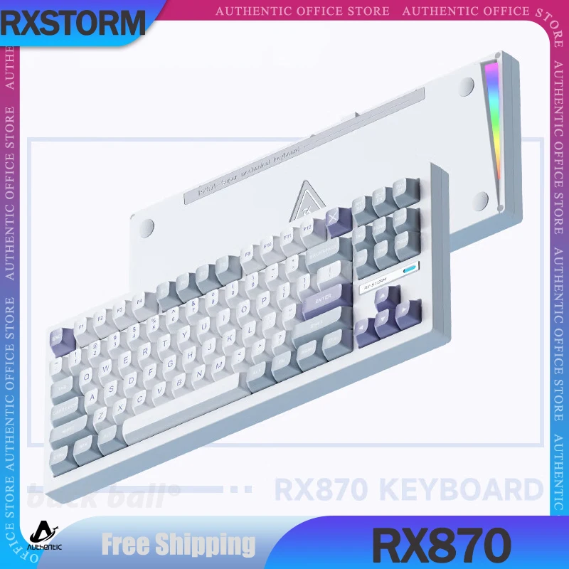 

Игровая механическая клавиатура RXSTORM RX870, 3 режима, 2,4 ГГц, Bluetooth, беспроводные клавиатуры, 88 клавиш, настраиваемая игровая клавиатура с горячей заменой, подарки