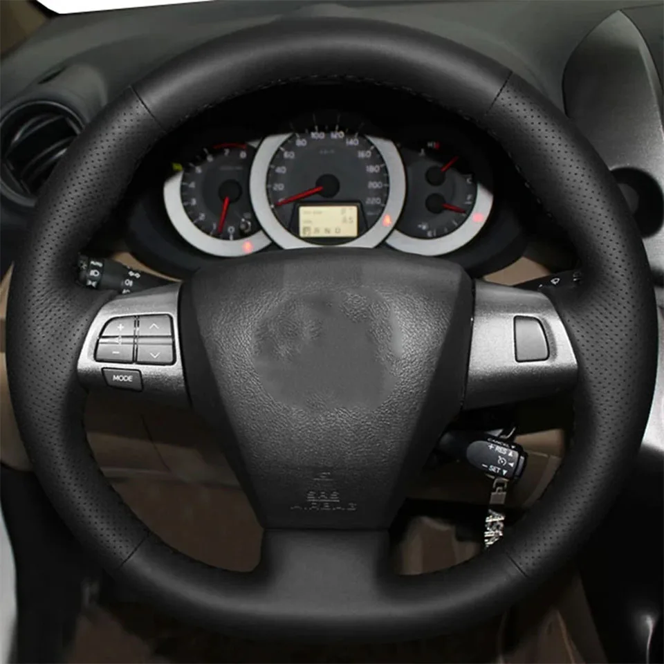 DIY 블랙 인조 가죽 자동차 액세서리 스티어링 휠 커버, 도요타 코롤라 RAV4 아우리스 위시 뱅가드 복시 2010 2011 2..