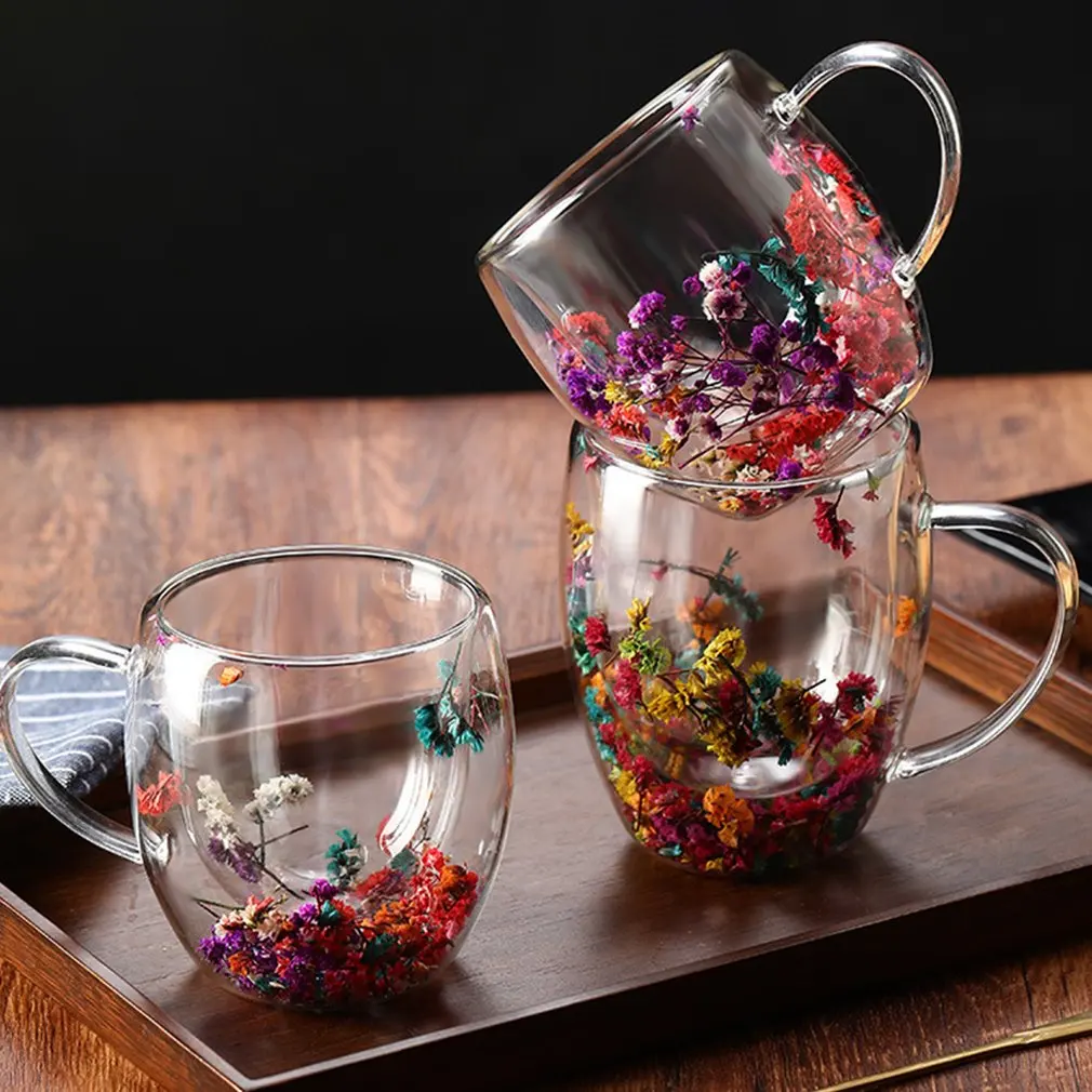 350ml Creative Double Wall Glass Mug Heat-Resistant Double-Layer Glass High Borosilicate Office Cup Coffee Cup Water