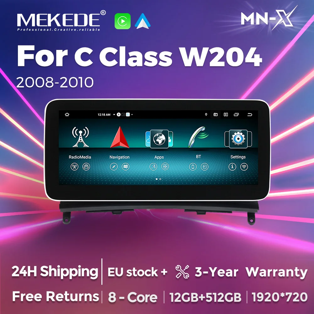 MEKEDE EU lager 12 + 256G Android 14 Auto CarPlay Für Benz C Klasse W204 S204 2008 -2010 NTG 4,0 GPS Auto Radio Intelligente Systeme