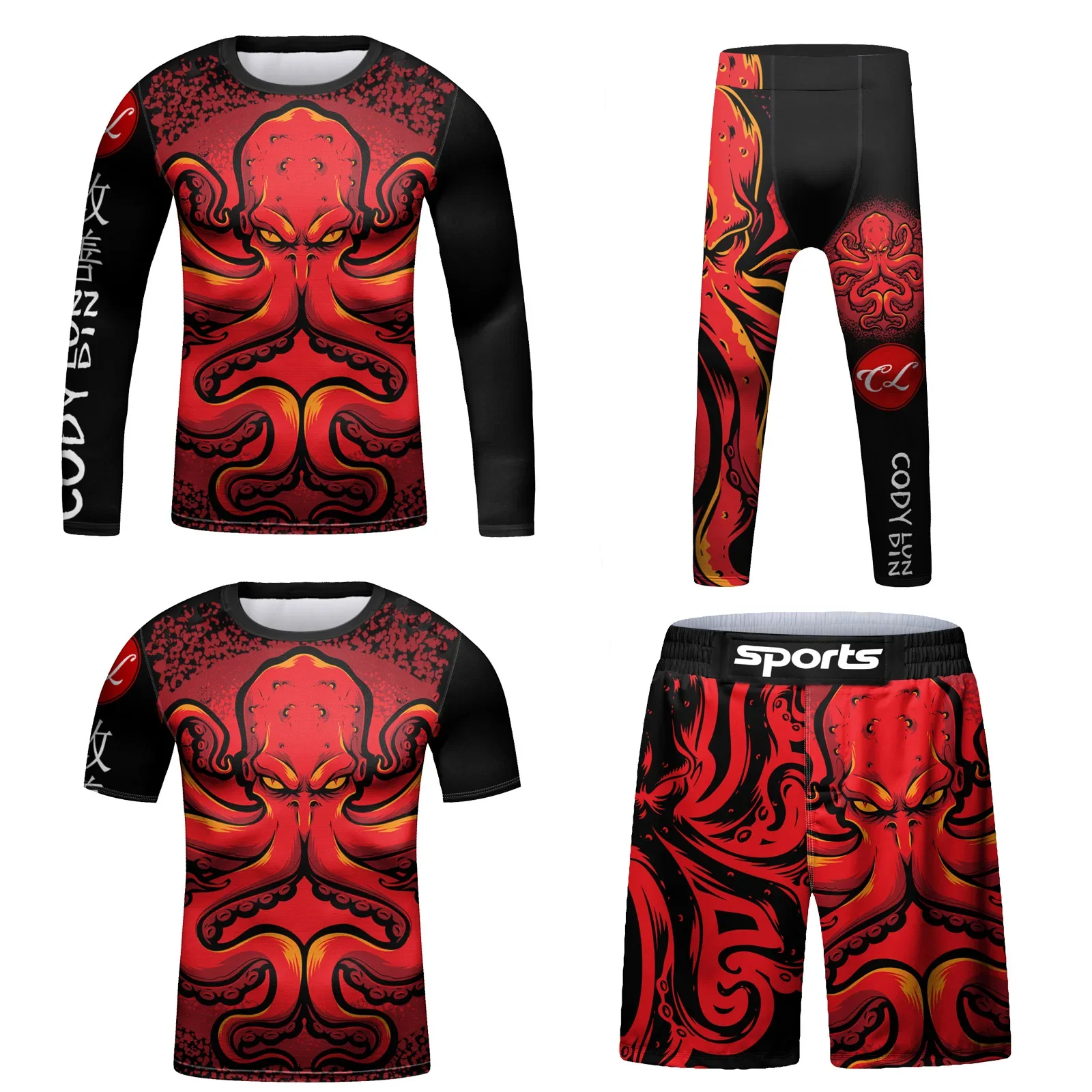 Kids Sportswear MMA  Muay Thai Jiu Jitsu Rashguard Training Gym Clothing Boys Children Boxing Basketball Running Set Tracksuit