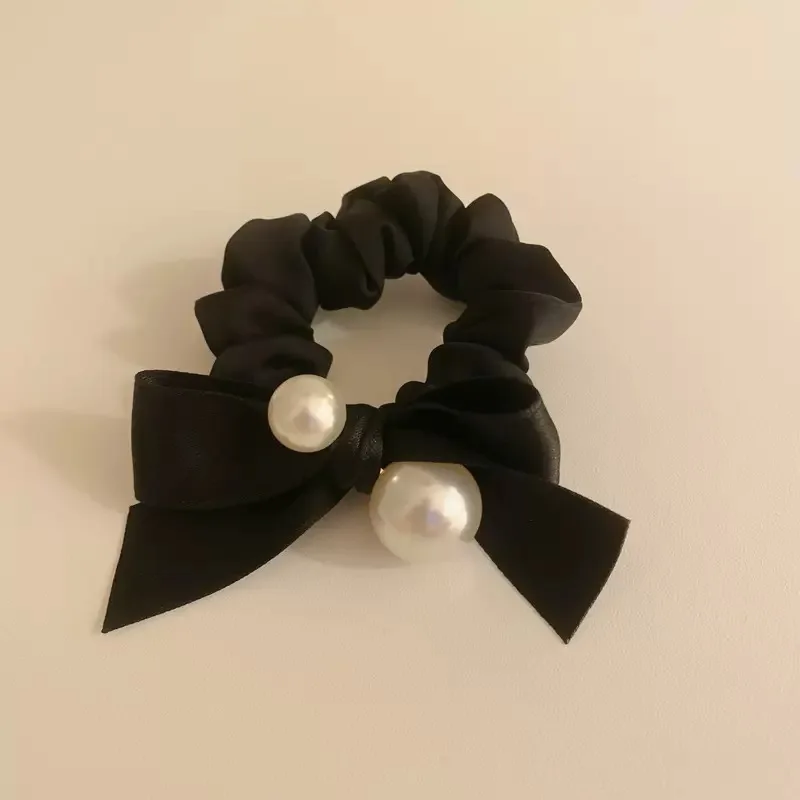 

High Quality Elegant Graceful Black Plaid Double Bow Hair Accessories Female Hairpin Korean Style Online Influencer Hair Ring