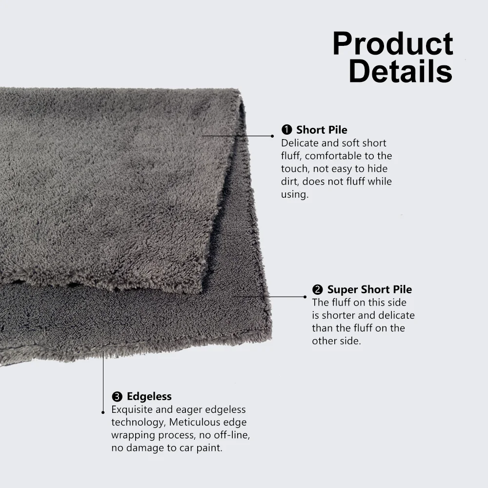 3PCS 550GSM Edgeless Microfiber Car Cleaning Towel Ultra Soft/Short Fluff Car Detailing Towel Auto Detailing microfiber towel cleaning cloth microfiber cleaning cloths microfiber car towel microfiber towels fiber towel microfiber washing towel car drying towel fiber car wipes drying cloth