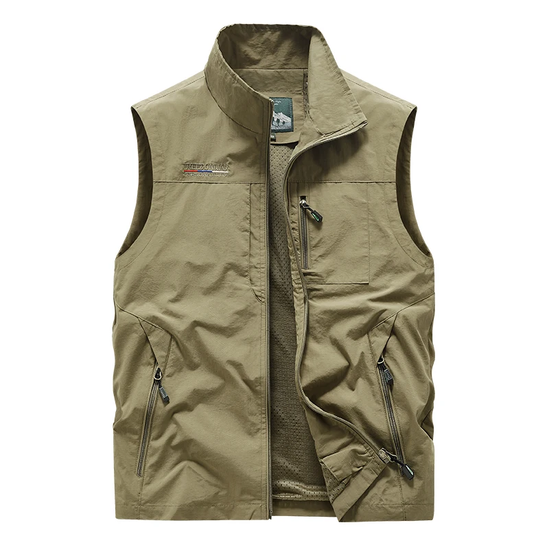 2024 New Men Spring Sleeveless Warm Stand Collar Vest Jackets Men Autumn Solid Color Outdoors Casual Windproof Vest Jackets Male