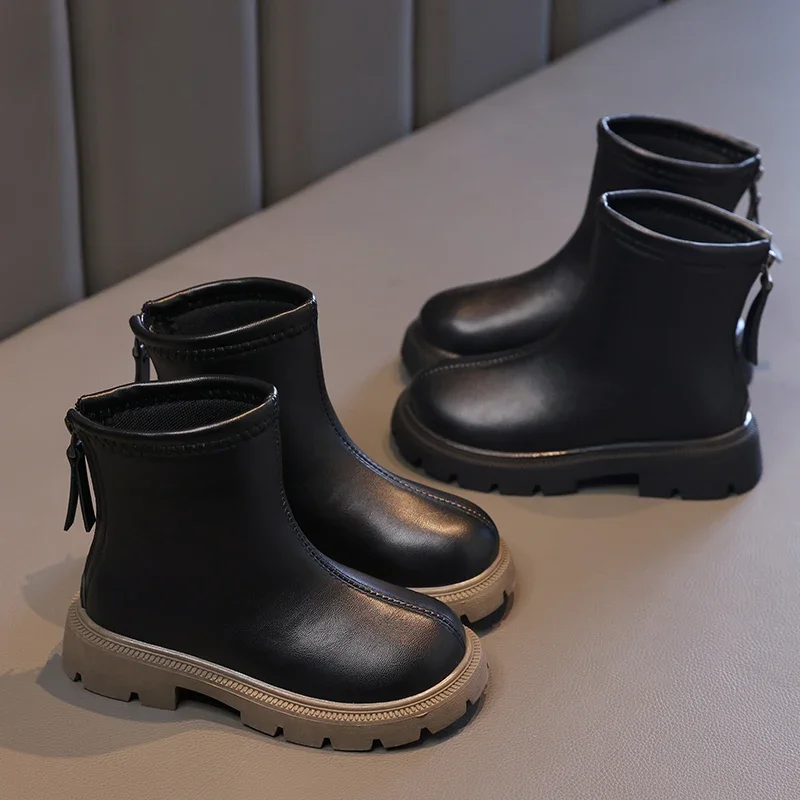 Children Short Boots for Girls Boys Autumn Winter British Style Shoes