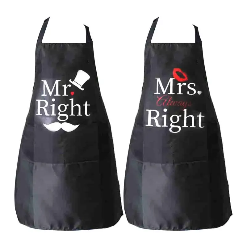 

Funny Aprons For Couple Durable Cooking Apron two-piece printed apron set Water Resistant Multi-functional couple's apron