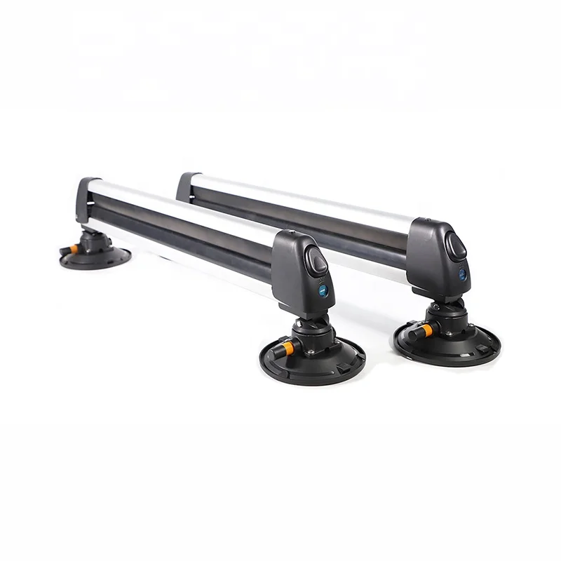 Aluminum Ski and Snowboard Rack for Car Roof Mount Black Roof Suction ...