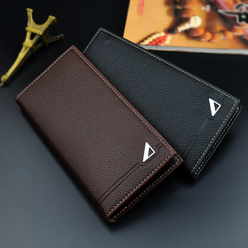 Men's Wallet Short Money Clip, Fashion Multi-card Lychee Pattern Horizontal  Splicing Leather Clip - Temu