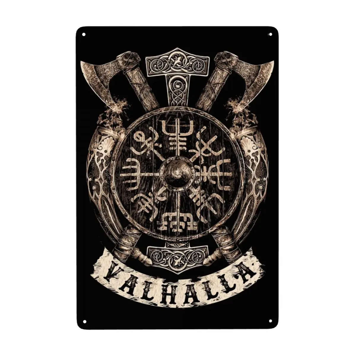 Retro Viking Vegvisir Shield Metal Sign Targa Di Latta Personalizzata Cafe Man Cave Bar Decorazioni Art