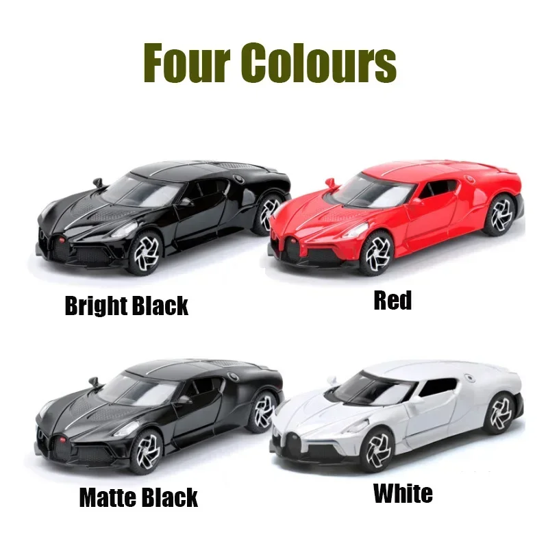 1:32 Bugatti La Voiture Noire sports car Diecast Metal Alloy Model car Sound Light Pull Back Collection Kids Toy Gifts A126 4