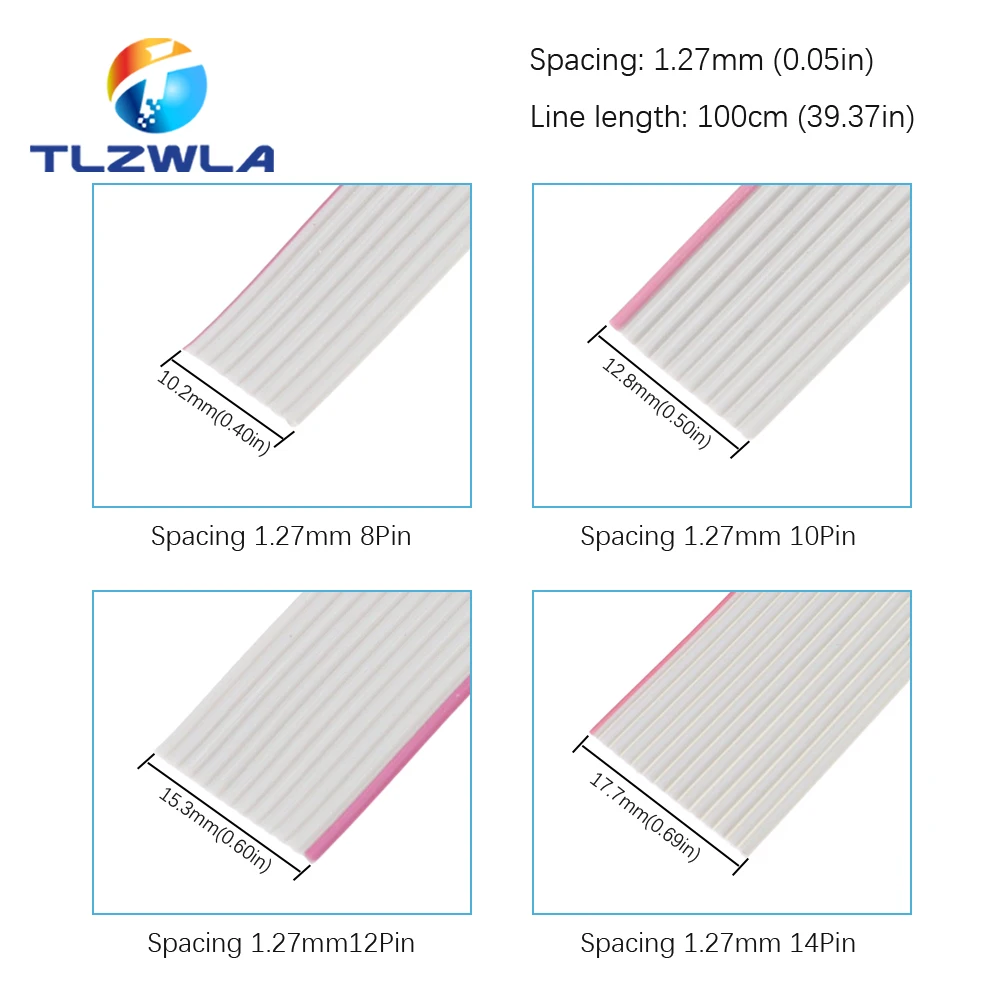 รูปสินค้า สายไฟฟ้า 8P-40P 10 เมตร 1.27 มม. สีเทา สำหรับ IDC FC 2.54 มม.