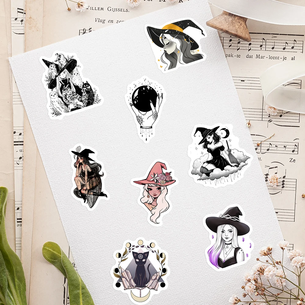 Gothic Witch Stickers DIY Kids Toy Gift Decal for Phones Laptops Bottles Cars Luggage Decorative Designs Graffiti Waterproof