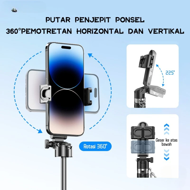 Selfie Stick LISCN P15 Selfie Stick Mini Extendable Phone Grip Tripod Remote Control Mini Phone Grip Shooting Vlogging Video