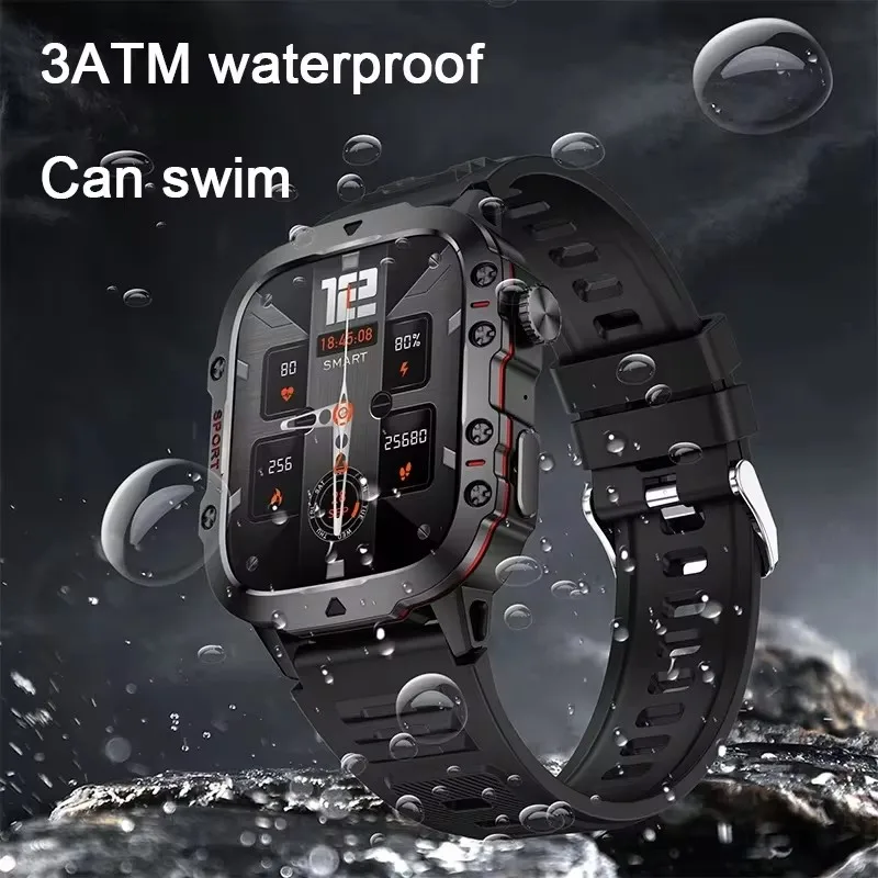 2024 New Rugged Military GPS Smart Watch Men AMOLED HD Screen Heart Rate Bluetooth Call 5ATM Waterproof Outdoor Sport SmartWatch 6