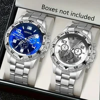2psc high-end fashionable and handsome quartz watch, comfortable to wear, is the first choice for men's gift giving 1