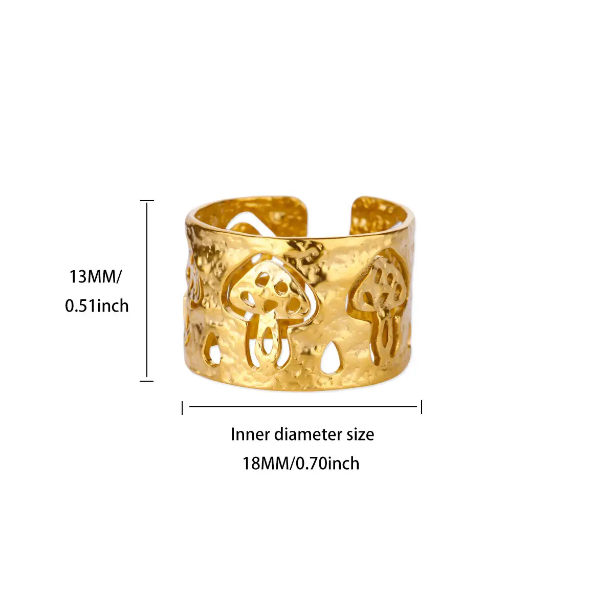 Gold Mushroom Rings For Women Luxury Jewelry