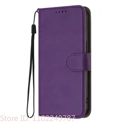 Leather Wallet Flip Case with Magnetic Closure and Card Holder for Oppo A6T 4G CPH2847 (PURPLE)