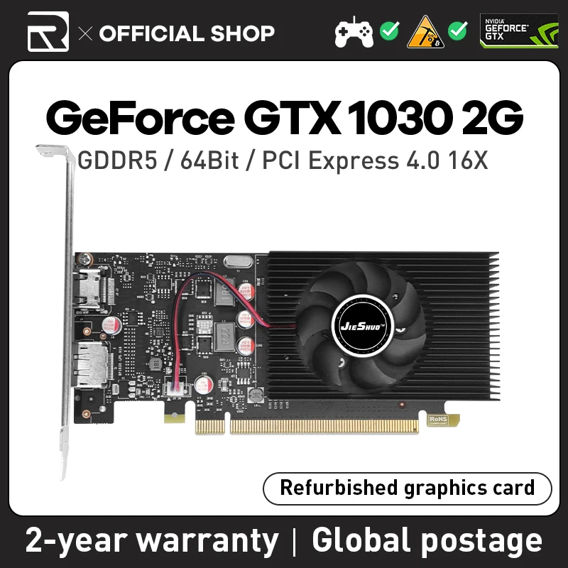Jieshuo Nvidia Gtx 1030 Scheda Grafica Video Da 2Gb Gddr5 64Bit Gpu 14Nm Hdmi + Dp Gtx1030 2G Pc Desktop Game Office Kas Rvn 1030 Gtx