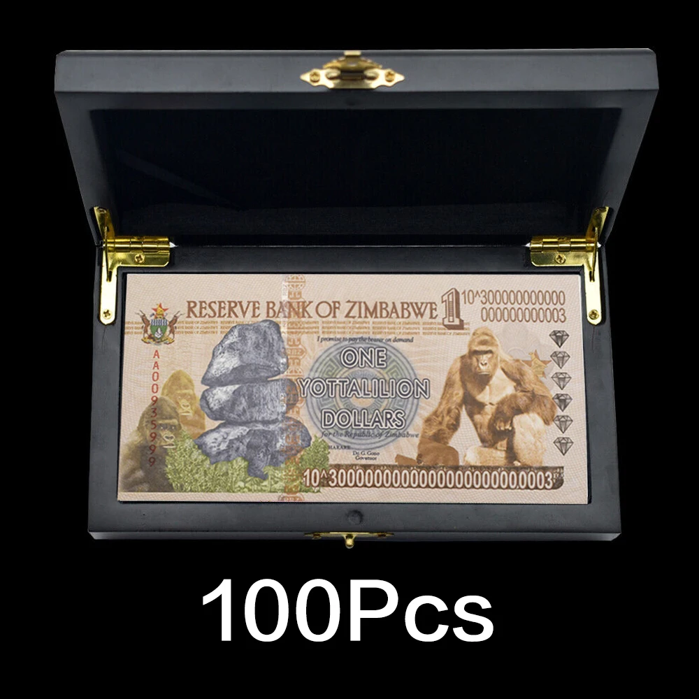 

100Pcs/Box Zimbabwe Banknotes One Yottalilion Dollars Orangutan Diamond Paper Money Uncurrent Collect Gift