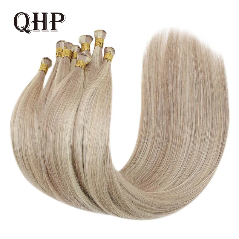 

Straight Human Tied Hair Weft Extensions Hair Bundles Natural Color 100g Handmade Sew In Silky Brazilian Virgin Skin Double Weft