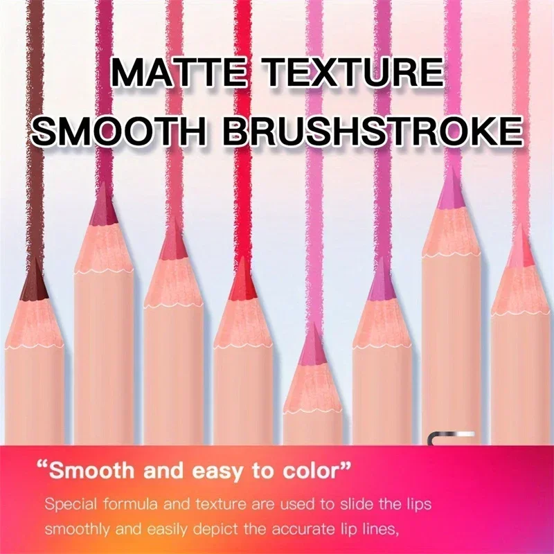 8 Color Waterproof Lip Liner Pencil Long Lasting Natural Lipliner Pen Red Contour Tint Sexy Dark Red Pink Matte Lipstick Pencil 4