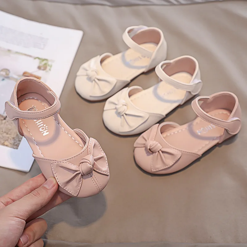 

Детские сандалии Baotou Xia, новинка, для девочек, Корейская версия, с бантом, принцесса, весна-осень, обувь для маленьких девочек