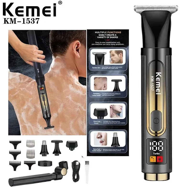 Kemei Mens Electric Back Shaver Body Grooming kit Body Hair Trimmer Facial,Arm,Chin Beard Trimmer