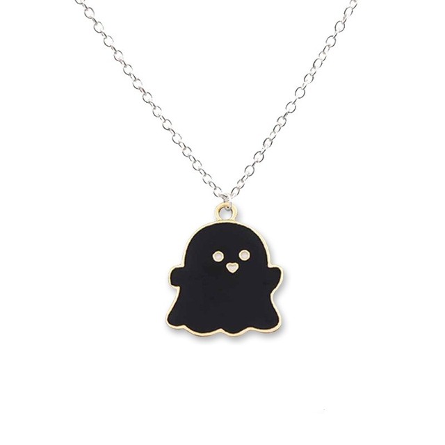 Black And White Ghost Pendant Necklaces For Women Men Best Friend Lovely Ghost Pendant Couple Necklace Fashion Jewelry