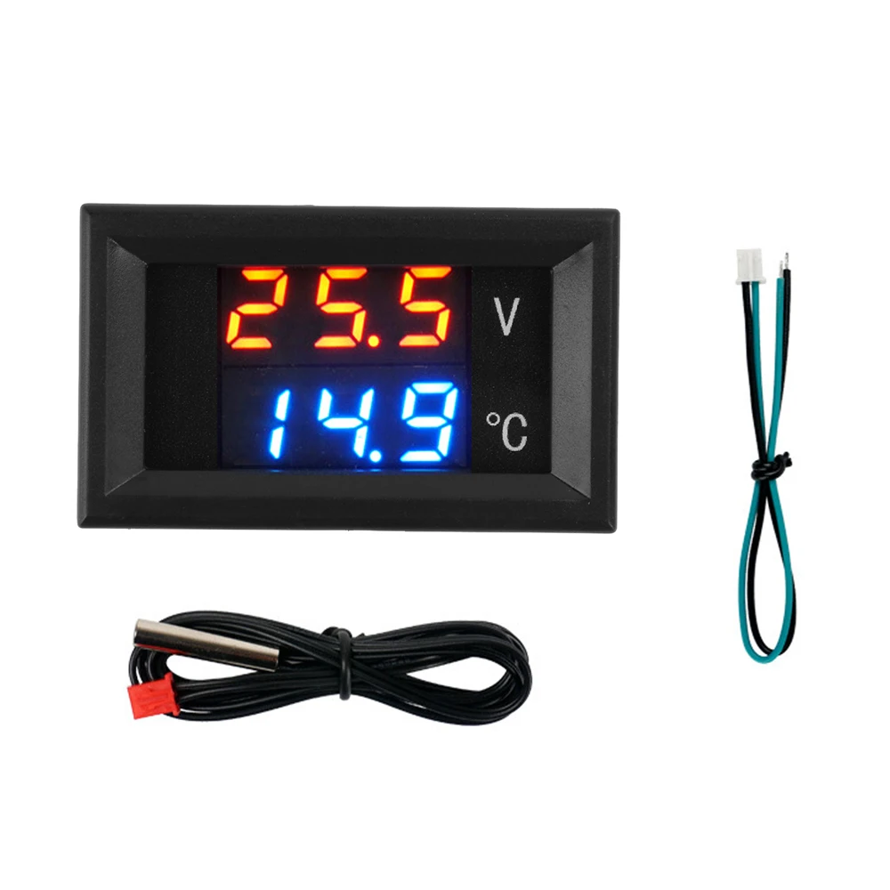 DC4-28VVoltmeterThermometer0.28InchMiniLEDDualDisplayDigitalVoltageandTemperaturePanelwithNTC10KProbe-AliExpress