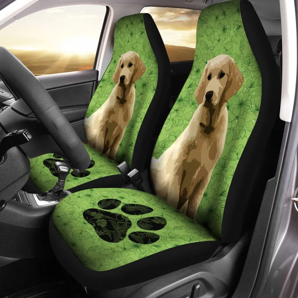 

Labrador Retriever Car Seat Covers Custom Green Car Accessories,Pack of 2 Universal Front Seat Protective Cover
