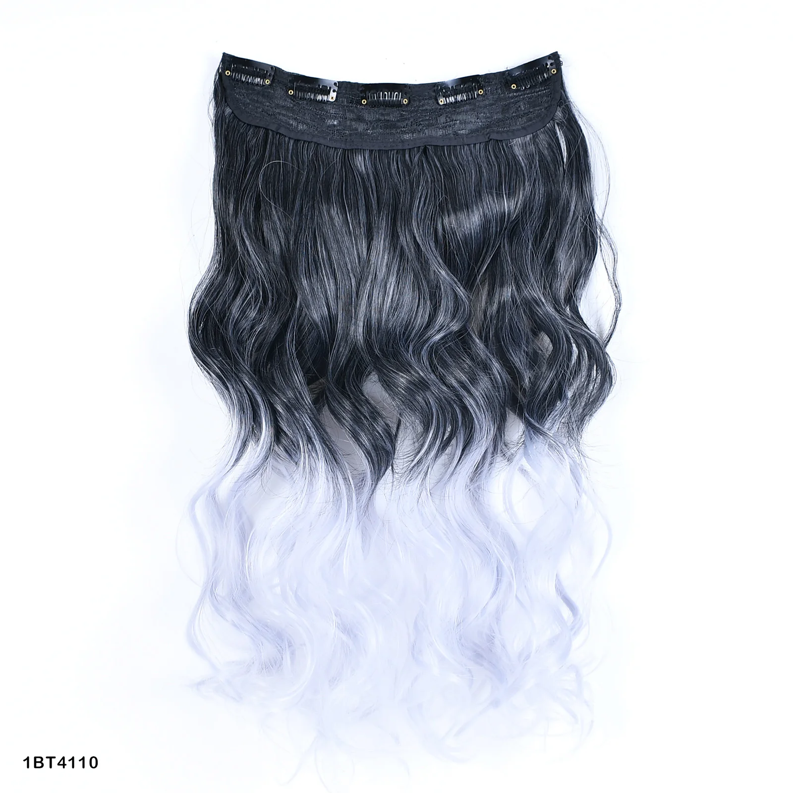 Extension capelli sintetici con clip lunga liscia grigia donna_voghion.com