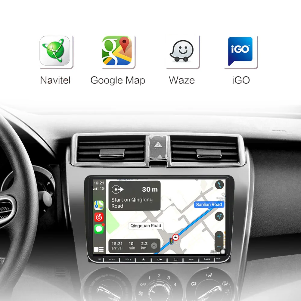 Radio de coche Android 16 de 2 Din, GPS de 9 pulgadas con Carplay para VW/Volkswagen Passat Golf MK5 MK6 Jetta EOS POLO Touran Seat Sharan 5